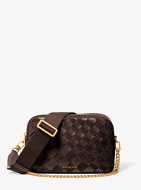 Bryant Medium Woven Suede Camera Crossbody Bag