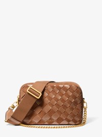Bryant Medium Woven Suede Camera Crossbody Bag