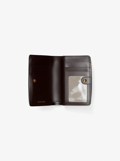 Bryant Medium Logo Embossed Leather Wallet in CHOCOLATE | Michael Kors