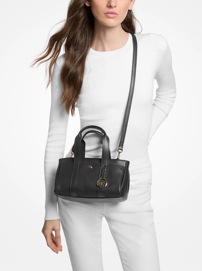 Foster Extra-Small Pebbled Leather Satchel in BLACK | Michael Kors