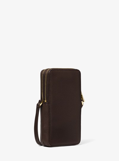 Jet Set Small Pebbled Leather Smartphone Crossbody Bag in CHOCOLATE | Michael Kors