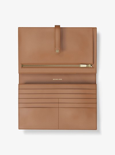Jet Set Travel Large Signature Logo Wallet in VANILLA/ACORN | Michael Kors