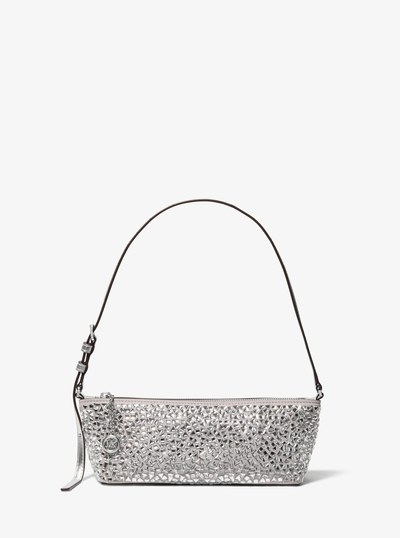 Laila Small Mirror Embellished Pochette in NICKEL | Michael Kors
