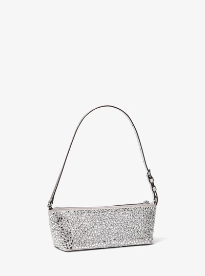 Laila Small Mirror Embellished Pochette in NICKEL | Michael Kors