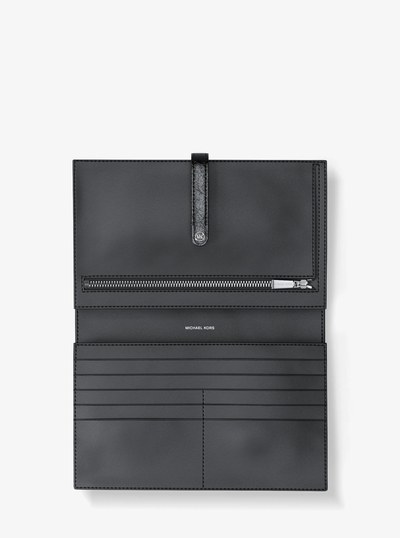 Jet Set Medium Patent Travel Wallet in BLACK | Michael Kors