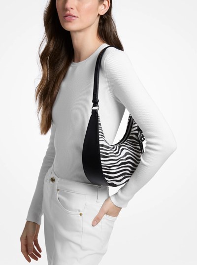 Nolita Small Zebra Print Calf Hair Convertible Pochette in BLACK COMBO | Michael Kors