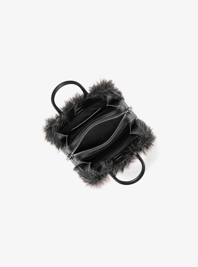 Laila Extra-Small Faux Fur Crossbody Bag in BLACK | Michael Kors