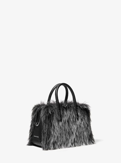 Laila Extra-Small Faux Fur Crossbody Bag in BLACK | Michael Kors