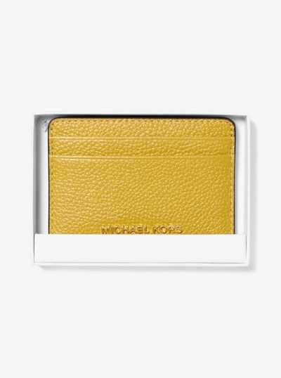 Pebbled Leather Card Case in CHARTREUSE | Michael Kors