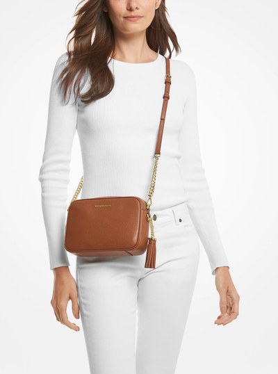 Jet Set Medium Pebbled Leather Crossbody Bag in LUGGAGE | Michael Kors