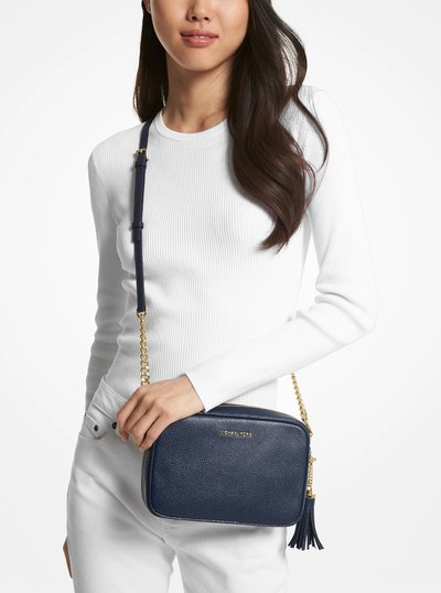 Ginny Leather Crossbody Bag in NAVY | Michael Kors