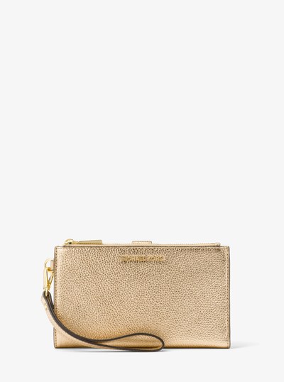 Adele Metallic Pebbled Leather Smartphone Wristlet in PALE GOLD | Michael Kors
