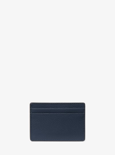 Pebbled Leather Card Case in NAVY | Michael Kors