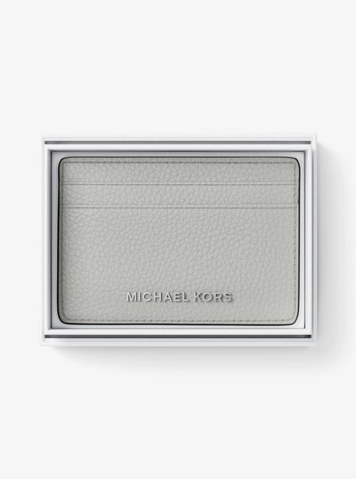 Pebbled Leather Card Case in QUARRY GREY | Michael Kors