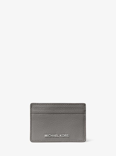 Pebbled Leather Card Case in HEATHER GREY | Michael Kors