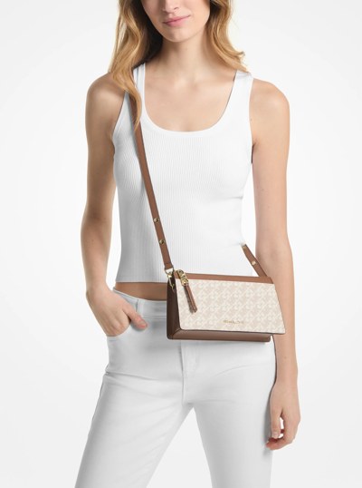 Large Empire Signature Logo Convertible Crossbody Bag in VANILLA/LUGGAGE | Michael Kors