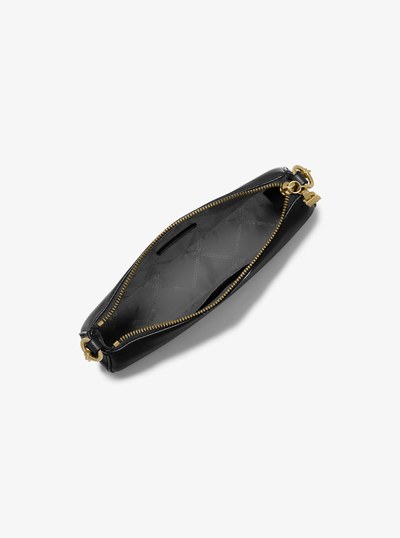 Empire Medium Leather Chain-Link Pochette in BLACK | Michael Kors