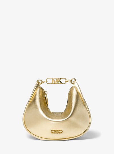 Kendall Small Metallic Leather Shoulder Bag in PALE GOLD | Michael Kors