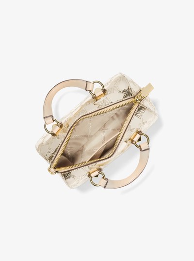 Grayson Small Logo Embossed Patent Duffel Crossbody Bag in PALE GOLD | Michael Kors