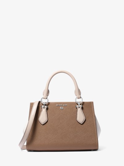 Marilyn Small Color-Block Saffiano Leather Crossbody Bag in DKCMLMELANGE | Michael Kors