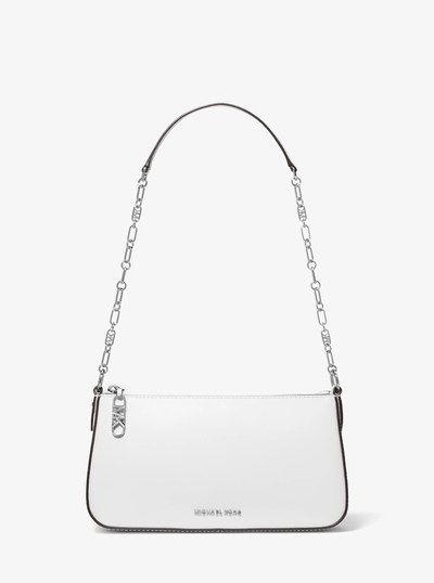 Empire Medium Leather Chain-Link Pochette in OPTIC WHITE | Michael Kors