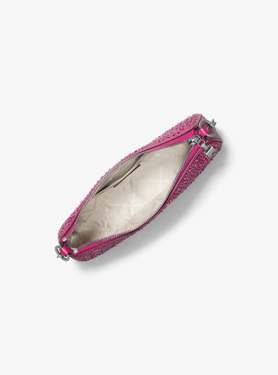 Empire Medium Embellished Suede Chain-Link Pochette in DEEP FUCHSIA | Michael Kors