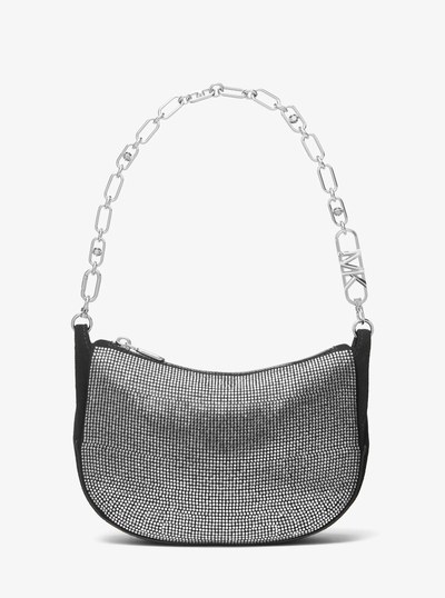 Kendall Small Embellished Suede Shoulder Bag in BLACK | Michael Kors