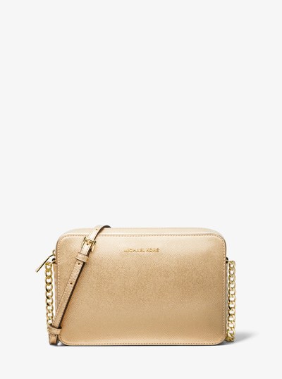 Jet Set Travel Large Metallic Leather Crossbody
