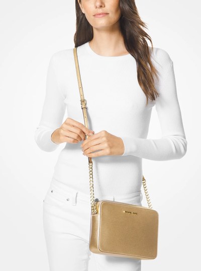 Jet Set Travel Large Metallic Leather Crossbody