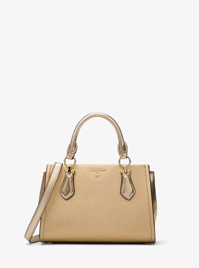 Marilyn Small Metallic Saffiano Leather Crossbody Bag in PALE GOLD | Michael Kors