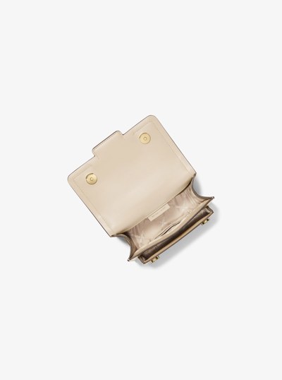 Heather Extra-Small Metallic Leather Crossbody Bag in PALE GOLD | Michael Kors