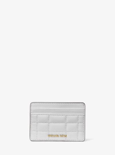 Jet Set Quilted Leather Card Case in OPTIC WHITE | Michael Kors