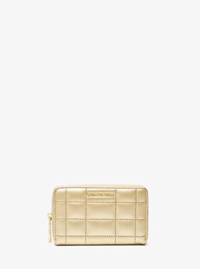 Small Metallic Quilted Leather Wallet in PALE GOLD | Michael Kors