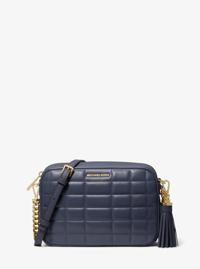 Jet Set Medium Quilted Leather Crossbody Bag in NAVY | Michael Kors