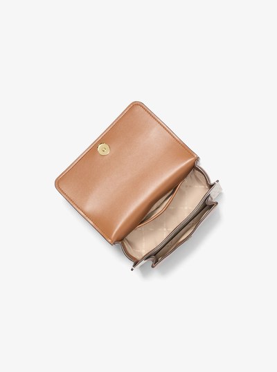 Claire Small Signature Logo Crossbody Bag in VANILLA/ACORN | Michael Kors