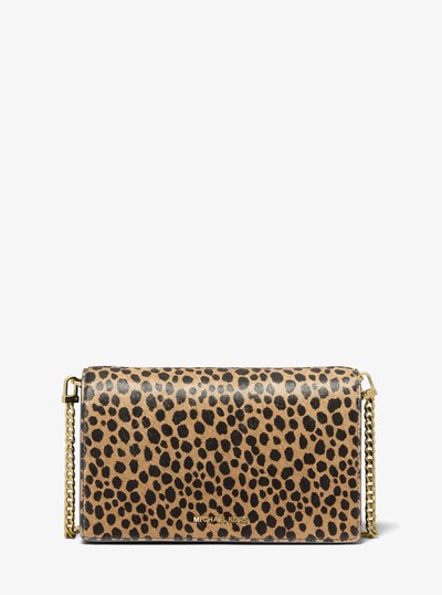 Jet Set Medium Cheetah Print Calf Hair Crossbody Bag in HUSK MULTI | Michael Kors