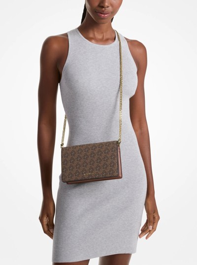 Jet Set Medium Empire Logo Crossbody Bag in BROWN/LUGGAGE | Michael Kors