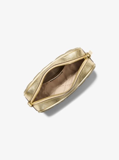 Jet Set Medium Quilted Metallic Leather Crossbody Bag in PALE GOLD | Michael Kors