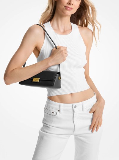 Ludlow Small Leather Convertible Pochette in BLACK | Michael Kors
