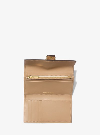 Nolita Medium Metallic Crackled Leather Tri-Fold Wallet in PALE GOLD | Michael Kors