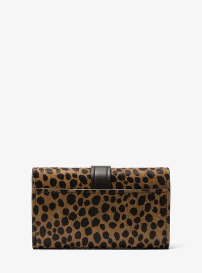 Nolita Medium Cheetah Print Calf Hair Tri-Fold Wallet in HUSK MULTI | Michael Kors