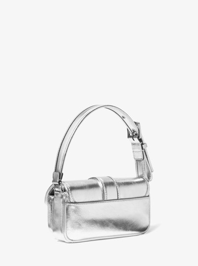 Colby Extra-Small Metallic Leather Shoulder Bag in SILVER | Michael Kors