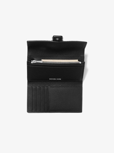 Nolita Medium Pebbled Leather Tri-Fold Wallet in BLACK | Michael Kors