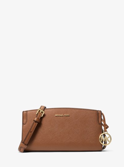 Becca Small Saffiano Leather Crossbody Bag in LUGGAGE | Michael Kors