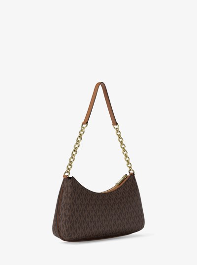 Nolita Medium Signature Logo Chain Pochette in BRN/ACORN | Michael Kors