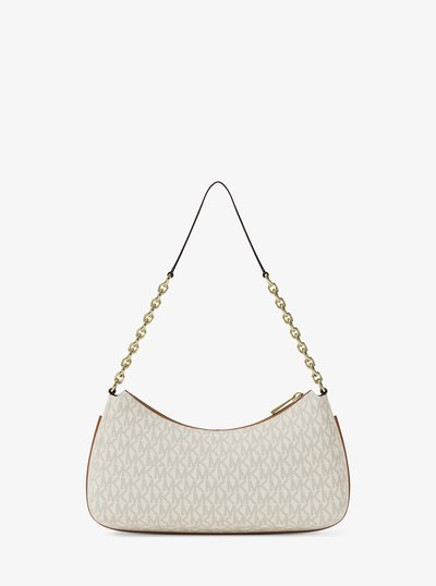 Nolita Medium Signature Logo Chain Pochette in VANILLA/ACORN | Michael Kors