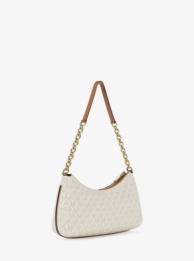 Nolita Medium Signature Logo Chain Pochette in VANILLA/ACORN | Michael Kors