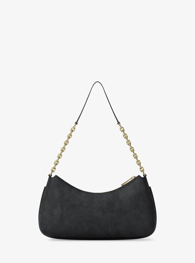 Nolita Medium Nubuck Chain Pochette in BLACK | Michael Kors