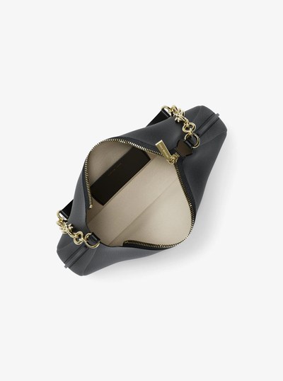 Nolita Medium Pebbled Leather Chain Pochette in BLACK | Michael Kors