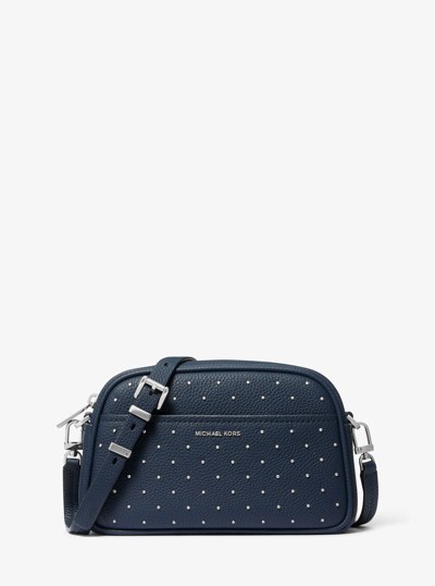 Petit sac &agrave; bandouli&egrave;re pour appareil photo Jet Set en cuir grain&eacute; clout&eacute; in DRESS BLUES | Michael Kors